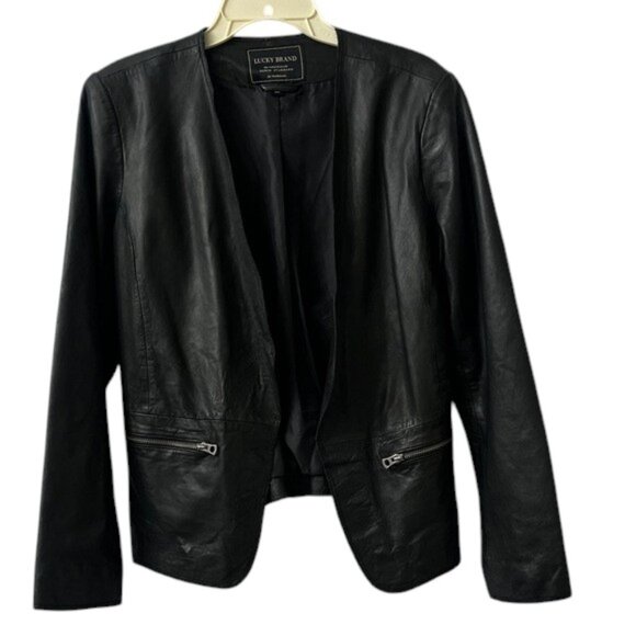 Lucky Brand Black 100% Lamb Leather Jacket NWOT - Picture 1 of 11